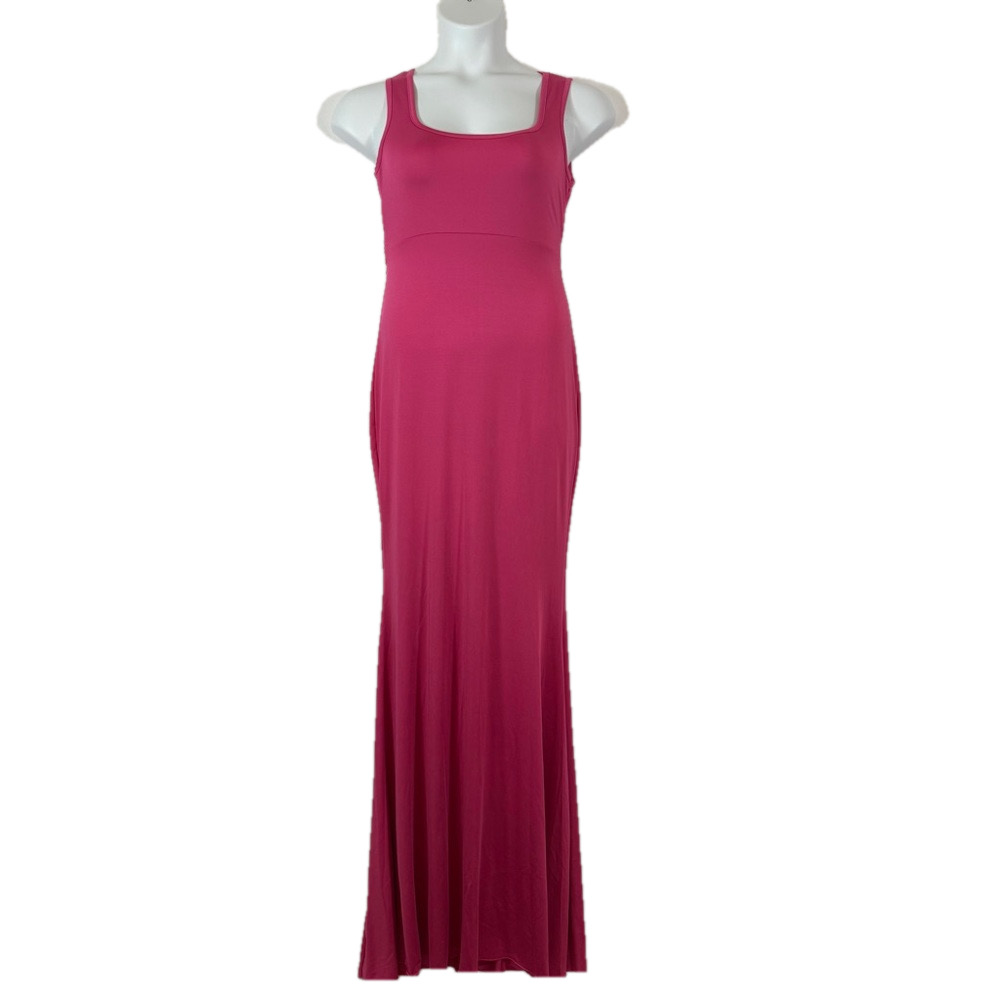 Vivinew Maternity Long Dress Tie Front Slim Fitted Maternity Gown SKU0682